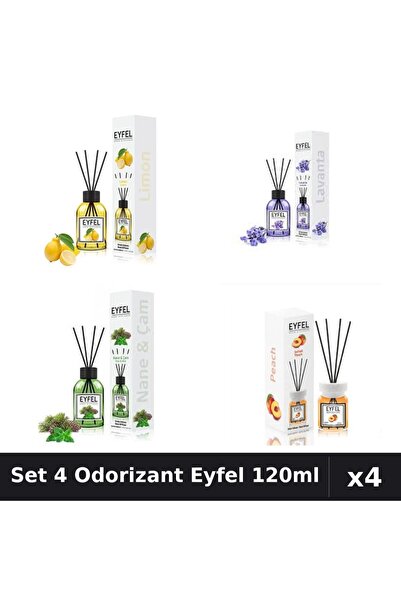 Eyfel Set 4 Odorizante Camera Betisoare, Lamaie, Lavanda, Piersica, Pin Si Me...