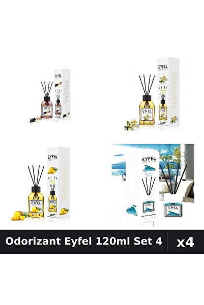 Eyfel Set 4 Odorizant Camera Betisoare - Vanilie, Ananas, Ocean, Mâna Maicii ...