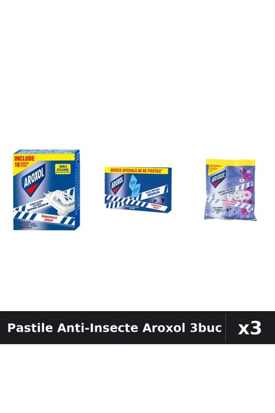 Aroxol Set 3 Pastile Anti-Insecte - 20 și 60 bucați - Protecție Eficientă Casa