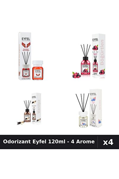 Eyfel Set 4 Odorizant Cameră Betișoare 120ml - Red Dragon, Fructe Pădure, Van...