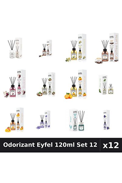 Eyfel Set 12 Odorizant Camera Betisoare 120ml - 12 Arome Asortate, Parfum Intens