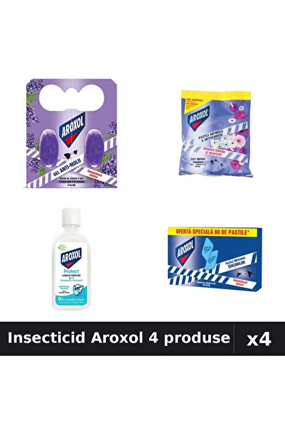 Aroxol Set 4 Insecticid - Pastile 2/20/60 bucati, Loțiune Repelent 85ml - Pro...