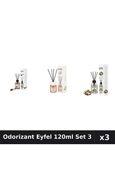 Eyfel Set 3 Odorizant Camera Betisoare 120ml - Vanilie, Acacia, Nuca Cocos
