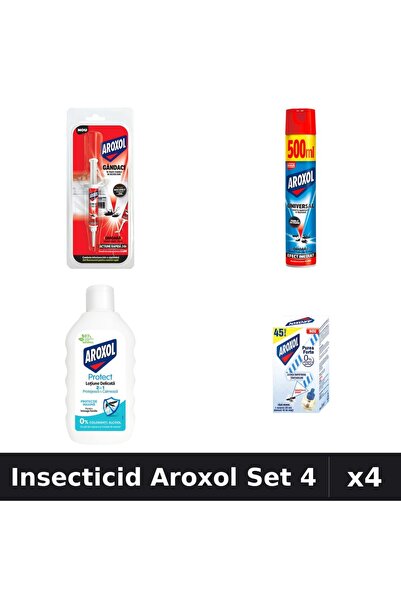 Aroxol Set 4 Insecticid - Spray 500ml, Loțiune 200ml, Pastile Anti-Insecte - ...