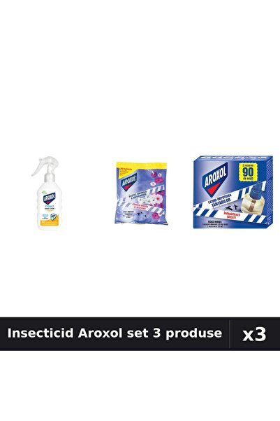 Aroxol Set 3 Insecticid - Loțiune 200ml, Spirale 20buc, Aparat 45 nopți