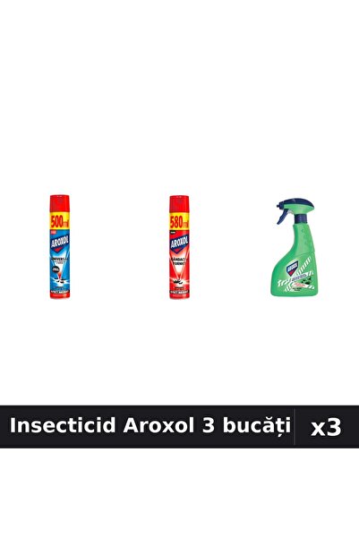 Aroxol Set 3 Spray Insecticid 400ml 500ml 580ml - Protecție Casă Eficientă
