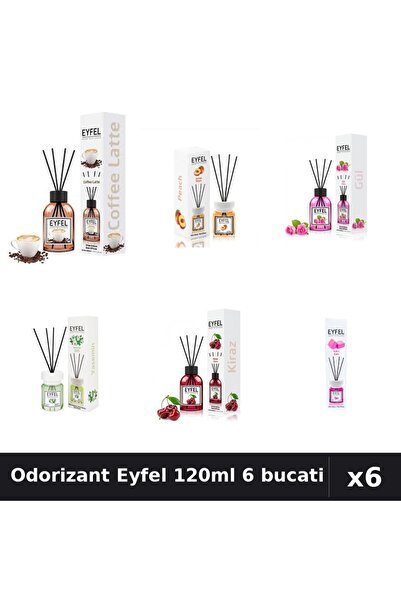 Eyfel Set 6 Odorizante Camera Betisoare - 6 Arome Asortate, 120ml Parfum