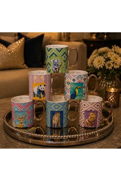 ACAR Mug Hayvan Desenli 6 Kişilik Kupa Çay Takımı 220ml