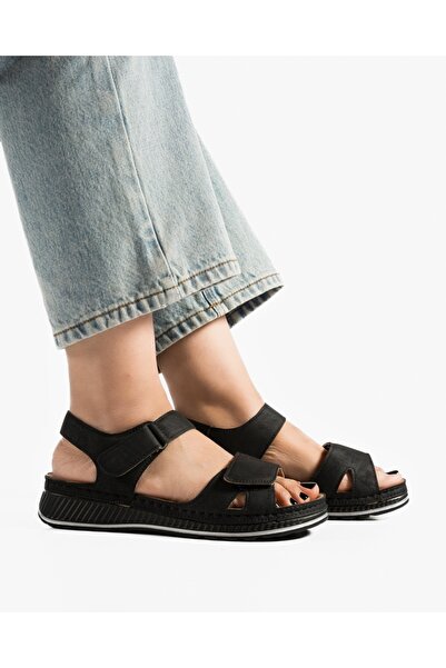 ALOGO Women's Black Sandals Made of Ecological Leather Zoha