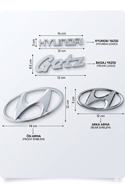 restinal Hyundai Getz logo bagaj yazısı getz Uyumlu Krom kaplama Bagaj Yazısı...