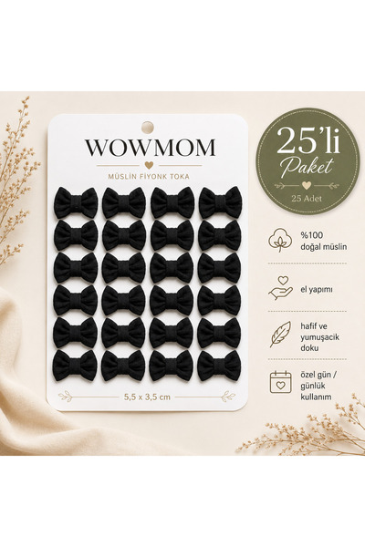 WOWMOM Set of 25 Muslin Bow Clips Girls' Hair Accessory Handmade Soft Texture...