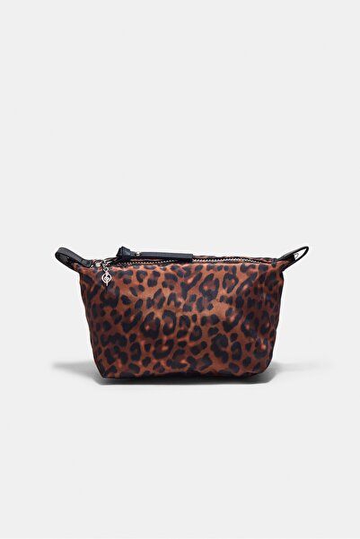Stradivarius Leopar desenli makyaj çantası