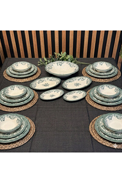 PORSER Velour Green Fulya Yemek Seti 29 parça