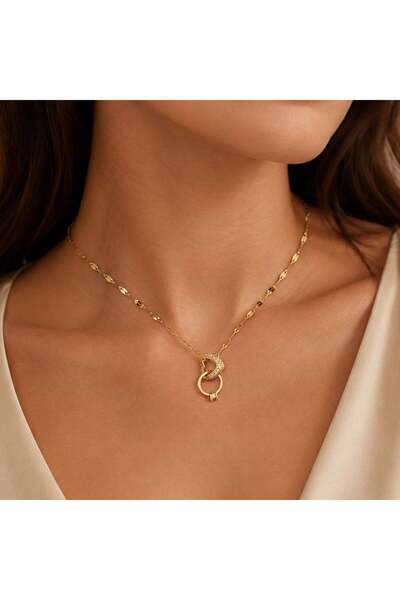 Bk Gift Women's Necklace with Heart & Ring Detail and Stones - Non-Tarnishing...