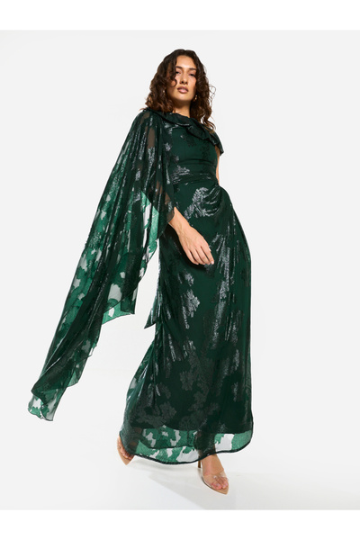 House of Moda By Styli Draped Off-Shoulder Sculpt Gown Maxi Dress