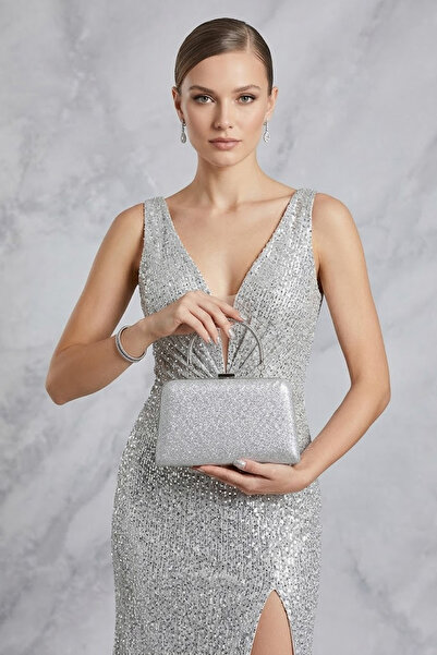 VAROL ÇANTA Varol 515 Sim Basic Women's Evening Dress Bag Silver