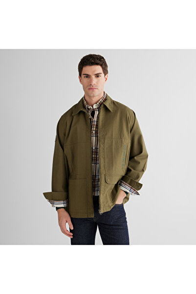 Gant Erkek Yeşil Oversize Fit Fermuarlı Logolu Gömlek