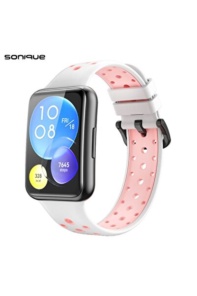 Sonique Λουράκι Σιλικόνης Sport Band για Huawei Fit 2 Active Λευκό / Ροζ