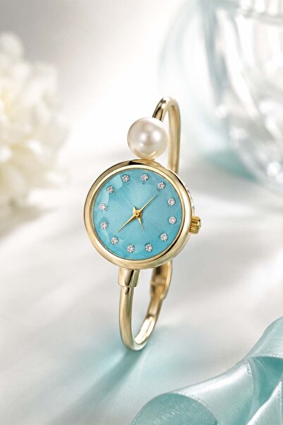 İnogge Kekke Gold Women's Wristwatch – Elegant Bracelet Design with Turquoise...