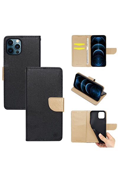Sonique Θήκη Πορτοφόλι Trend Wallet Apple iPhone 12 Pro Max Μαύρο / Χρυσό
