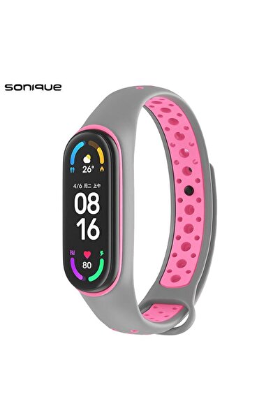 Sonique Λουράκι Σιλικόνης Sport για Xiaomi Mi Band 5/6 Γκρι / Φουξ