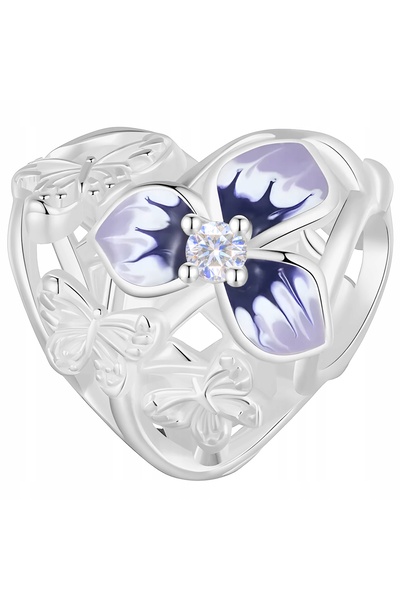 Larezo pandantiv, element decorativ, Model Inima Cu Floare Si Fluturi, Zircon...