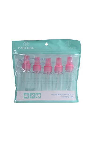 pasteel Set of Bottles for Travel Spray, 5 Pcs., Transparent Plastic with Pin...