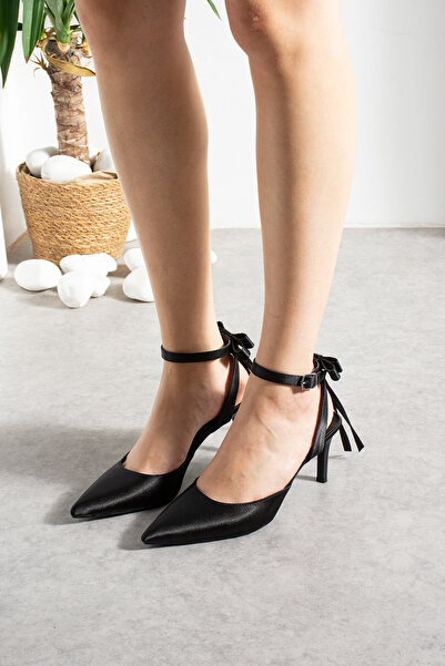 HVZ Exclusive Black Satin Women's Bowknot Heeled Shoes (7cm) Promise, Graduat...