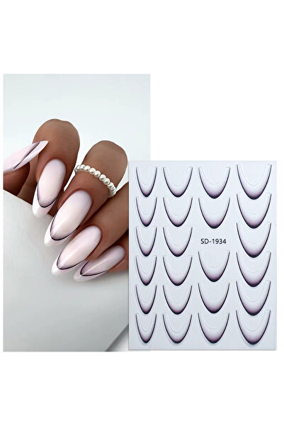 aba nails Ombre Efekt French Tırnak Sticker Siyah Nail Art SD-1934
