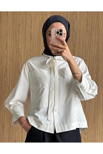 Home Oval Cut Lace-Up Shirt Off-White