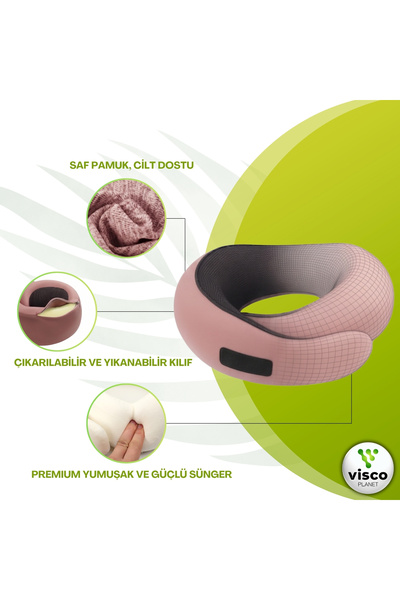 Visco Planet Ortopedik Spiral Boyun Destekli Seyahat Yastığı %100 Ortopedik Visko