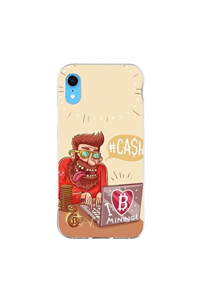 OEM Калъф, съвместим с Apple iPhone XR, силиконов гел TPU, модел BTC Mining