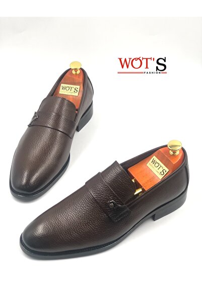 WOTS FASHION Genuine Leather Men's Shoes Coffee Color