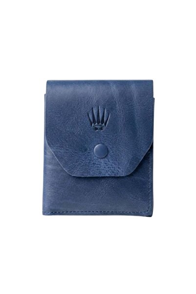 WATCHOFROYAL Purefold Navy Blue Genuine Leather Card Holder Wallet