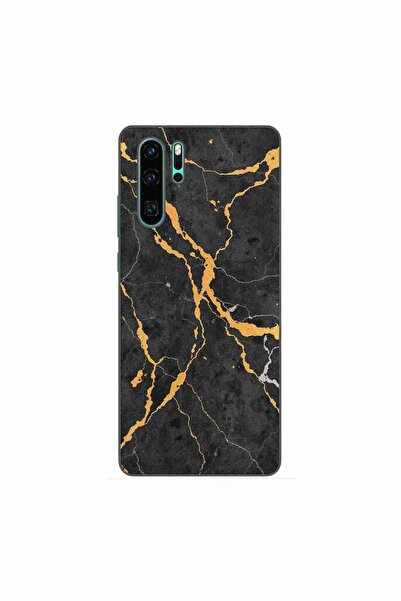 OEM Husa compatibila cu Huawei P30 Pro Silicon Gel Tpu Model Noir Gold Marble