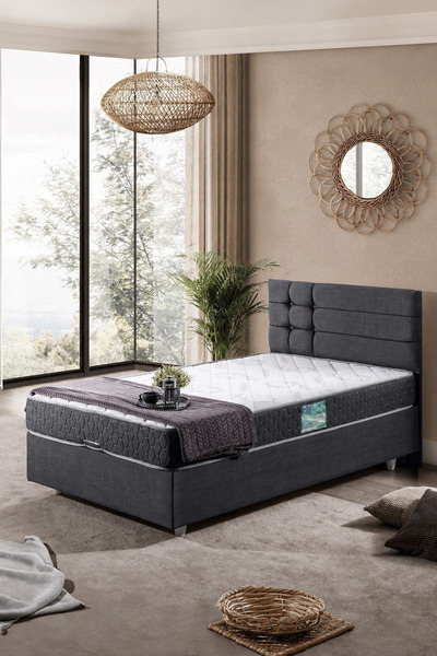 Setay Baza, Viyana Tek Kişilik Baza Başlık Comfort Yatak Seti - Antrasit