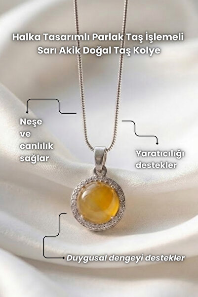 Elifsu Jewelry Halka Tasarımlı Parlak Taş İşlemeli Doğal Taş Kolyeler Ametist...