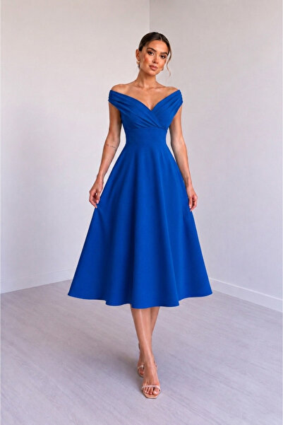 JANES Women's Short Sleeve Double Breasted Collar Crepe Dress - Stylish Midi ...