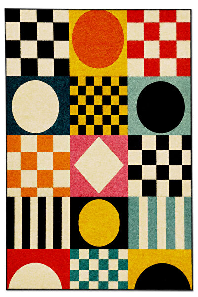 Rugs Modern Halı SDTAMOR Retro Tema Desenli Modern Dokuma Taban Dekoratif Hal...