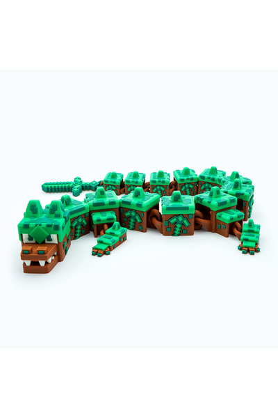 OEM Figurină Dragonul de Pământ, inspirat din Minecraft, multicolor, 48 cm