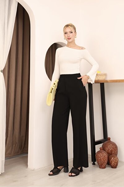 MODAELA Beli Lastiki Pocketed Tencel Palazzo Trousers