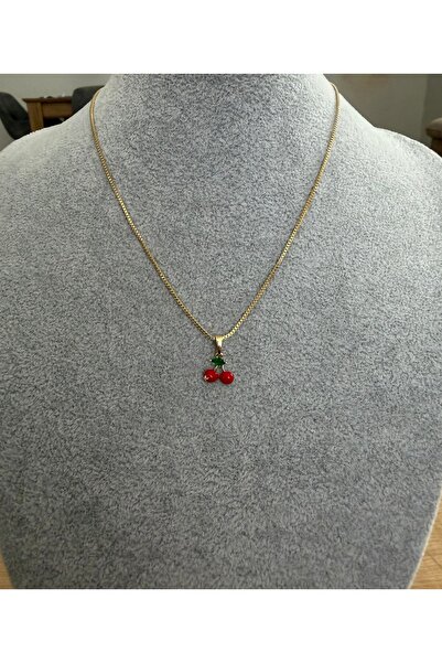 XUPING JEWELRY TuelaTaki /Xuping Jewelry Kiraz Figürlü Gold Renk Minimal Kolye
