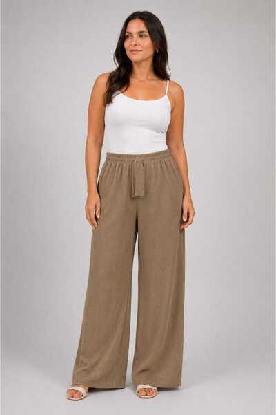 neocotton Women's Palazzo Trousers with Wrinkled Texture and Comfortable Fit