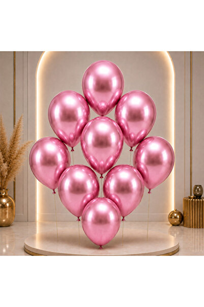 BeySüS Pink Color Latex Chrome Balloon (30 cm) - 50 Pieces