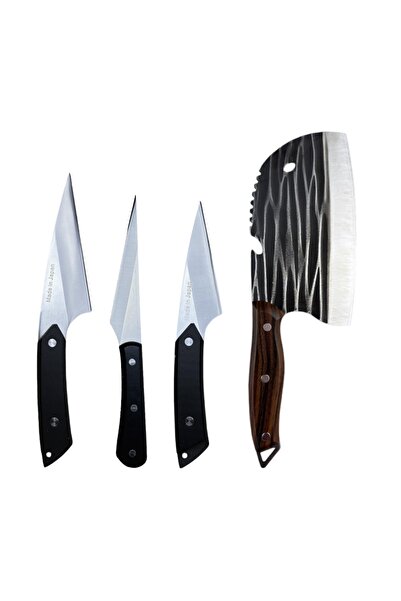 KAVI ONE Set 3 cutite japoneze si un satar forjat, teaca din material textil ...