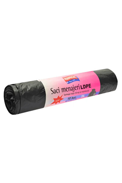 Egepack Top Bottom Set of 3 Rolls of Black LDPE 35L Garbage Bags, 10 Pieces p...