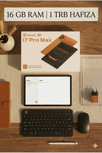 DOYDA I7 Pro Max 5G Tablet 16GB RAM 1TB Hafıza Klavyeli Kılıf Kalem Mouse And...