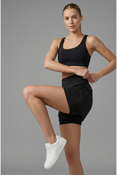 MAİMODA Women's Mesh Detailed Active Shorts with Inner Tights