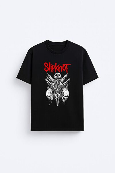 cesita Crna majica kratkih rukava sa printom Slipknot i okruglim izrezom