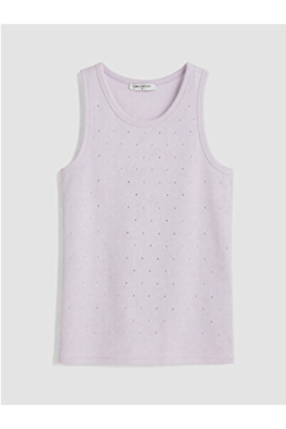 LC Waikiki New Season Lilac Crew Neck Stoned Women's Undershirt